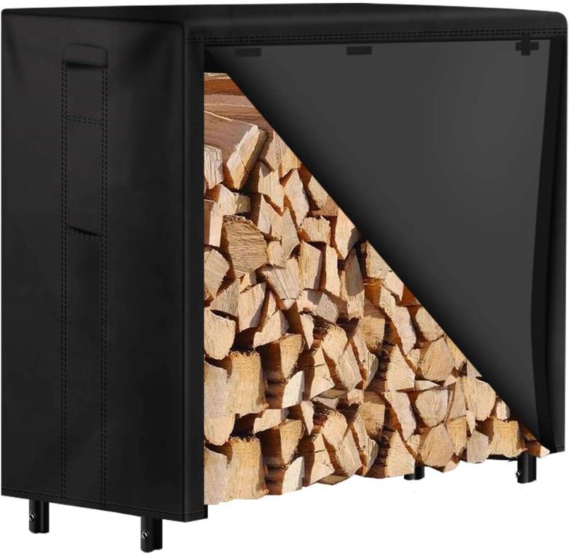 Photo 1 of Amagabeli 4ft Firewood Rack with Waterproof Cover Combo Set Outdoor Log Holder for Fireplace