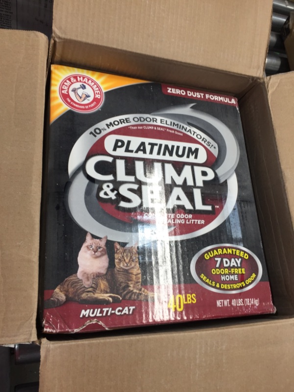 Photo 2 of Arm & Hammer Clump & Seal Platinum Litter, Multi-Cat, 40 Lbs