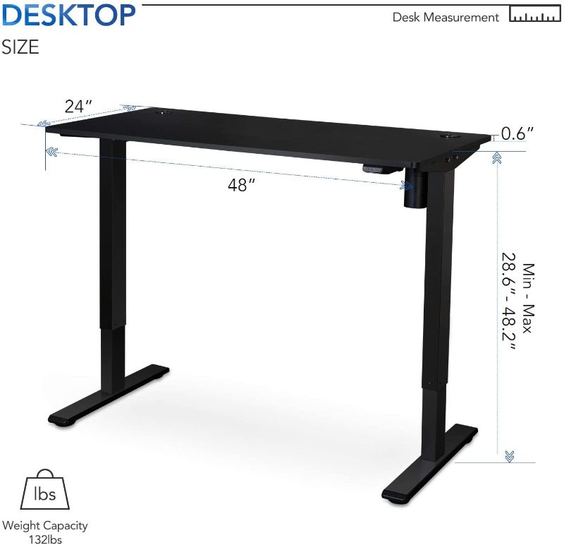 Photo 1 of Flexispot EG1 Standing Desk Height Adjustable Desk Electric Sit Stand Desk 48 x 24 Inches Home Office Desks with Splice Board (Vici Splice Black Frame + Black Top)