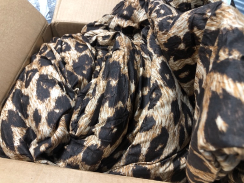 Photo 2 of Black Brown Leopard Print Comforter Queen, Size: 90 in. x90 in.