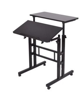 Photo 1 of 2 Tier Standing Desk,, Color: Black,, 66 x 64 x 11cm **DISPLAY PICTURE USED FOR REFERENCE ONLY**