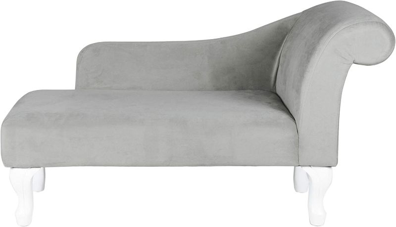 Photo 1 of Fabric Youth Chaise Lounge - with White Wood Legs, Gray Velvet