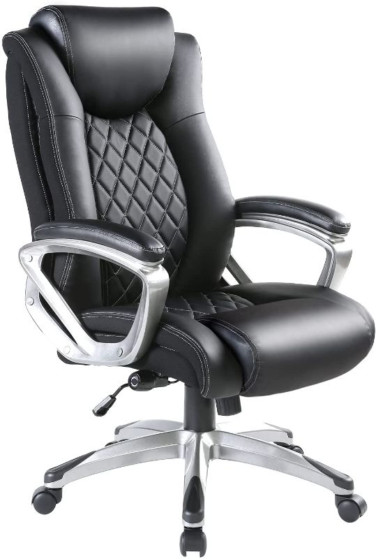 Photo 1 of Bowthy Big and Tall Office Chair 300lbs Computer Ergonomic Desk Chair with Adjustable Lumbar Support High Back Executive Task Swivel Leather Chair