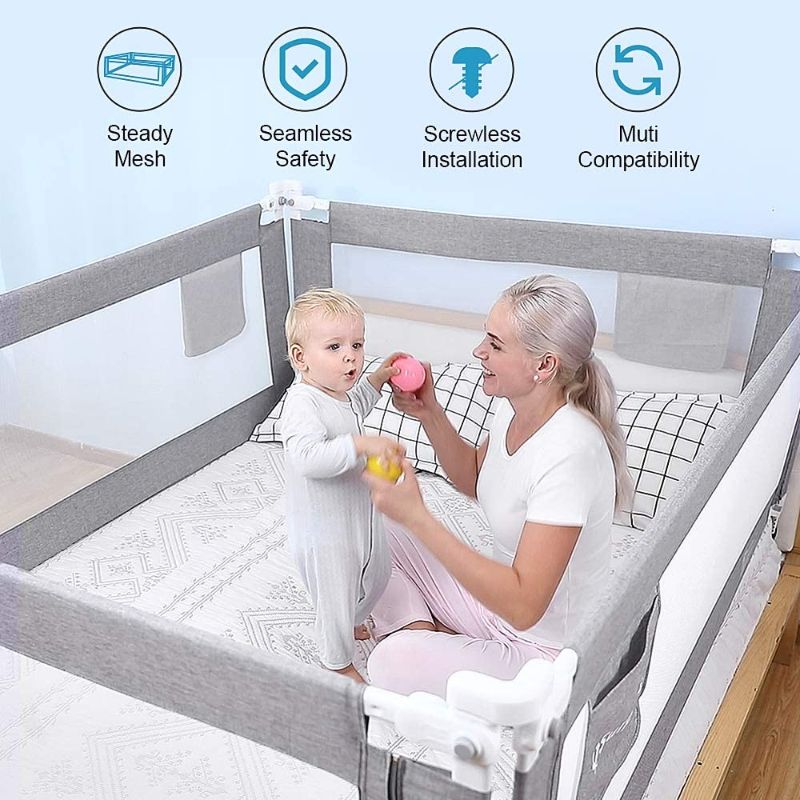 Photo 1 of 1pcs Bed Rails for Toddlers Guardrail for Kids Great Fit for Twin, Double, Full-Size Queen & King Mattress (82 x 30 Inch, Grey) **DISPLAY PICTURE USED FOR REFERENCE ONLY**