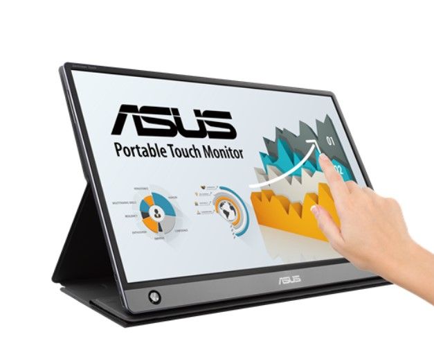 Photo 1 of ASUS ZenScreen Touch MB16AMT USB Portable Monitor — 15.6-inch, IPS, Full HD, 10-point Touch, Built-in Battery, Hybrid Signal Solution, USB Type-C, Micro-HDMI, Compatible with Laptops, Smartphones, Gaming Consoles, and Cameras