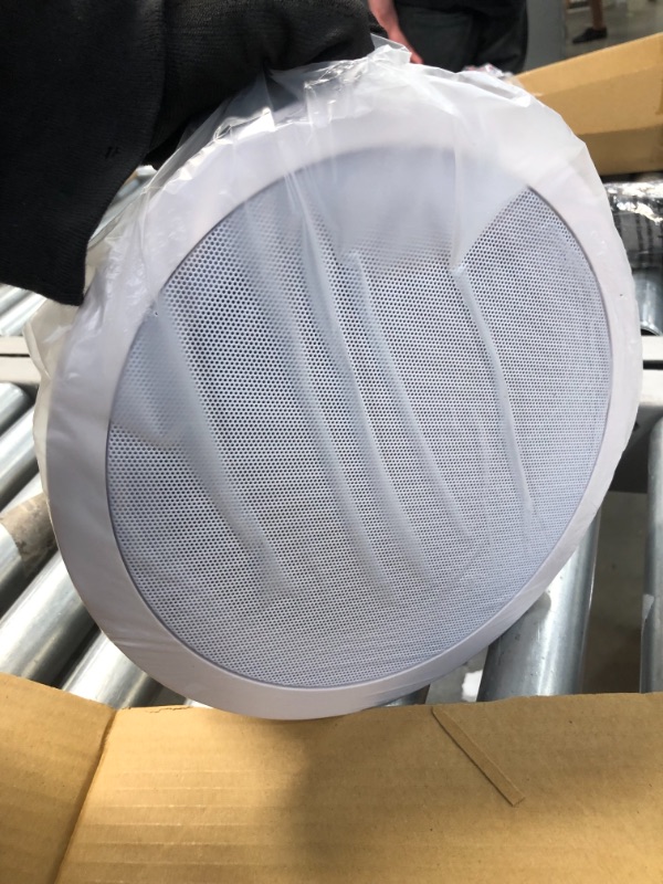 Photo 2 of 8” Ceiling Wall Mount Speakers - Pair of 2-Way Midbass Woofer Speaker 70v Transformer Directable 1” Titanium Dome Tweeter Flush Design w/ 55Hz-22kHz Frequency Response & 300 Watts Peak - Pyle PDIC80T White