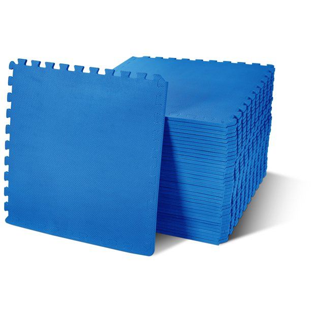 Photo 1 of Everyday Essentials 1/2 In. Thick Flooring Puzzle Exercise Mat with High Quality EVA Foam Interlocking Tiles, 36 Piece, 144 Sq Ft., Blue