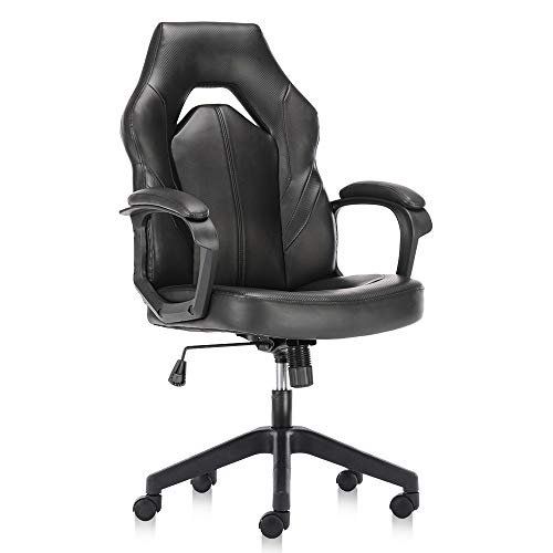 Photo 1 of Gaming Chair, Racing Style Ergonomic Executive Computer Office Chair Bonded Leather with Lumbar Support and Padding Armrest/ Black
