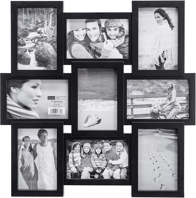 Photo 1 of 9-4 in. x 6 in. Black 9-Opening Home Profiles Puzzle Collage Picture Frame