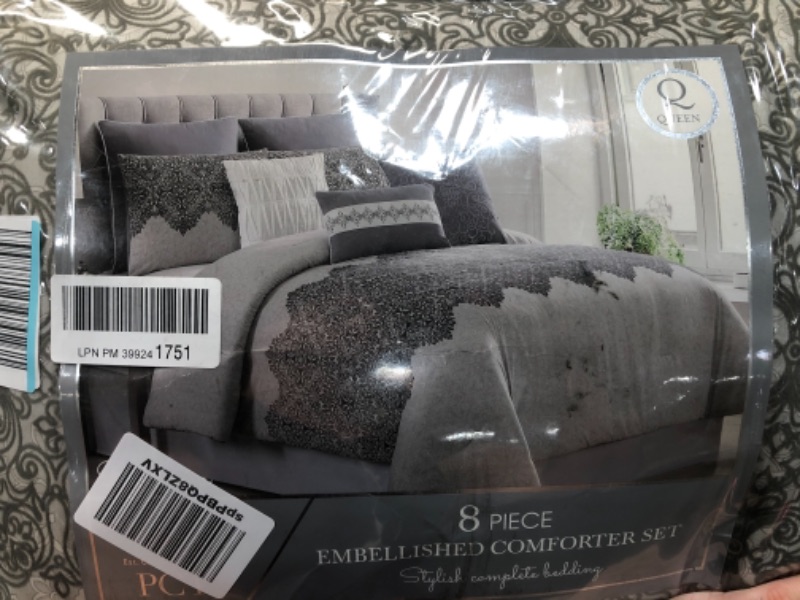 Photo 1 of 8-piece embellished comforter set, Queen