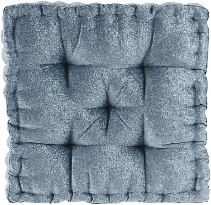 Photo 1 of 20"x20" Oversize Diah Poly Chenille Square Floor Pillow Aqua