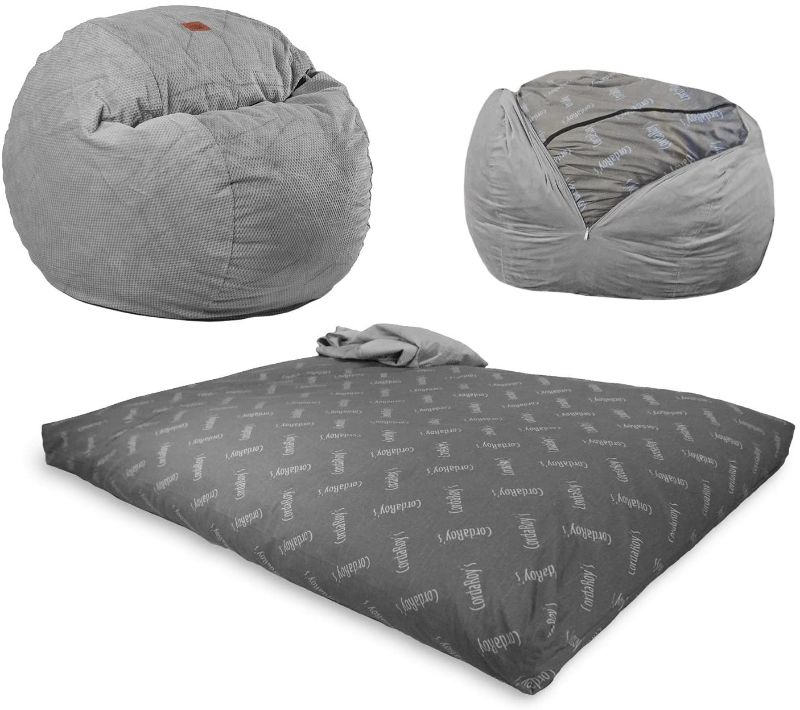 Photo 1 of Cordaroy's - Charcoal Chenille Convertible Bean Bag Chair - King