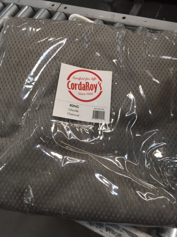 Photo 1 of Cordaroy's - Charcoal Chenille Convertible Bean Bag Chair - King
