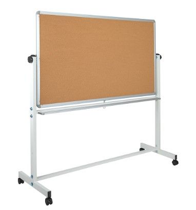 Photo 1 of 57" x 33 1/2" Reversible Cork Bulletin Board / Magnetic Whiteboard with Powder-Coated Aluminum Frame and Mobile Stand