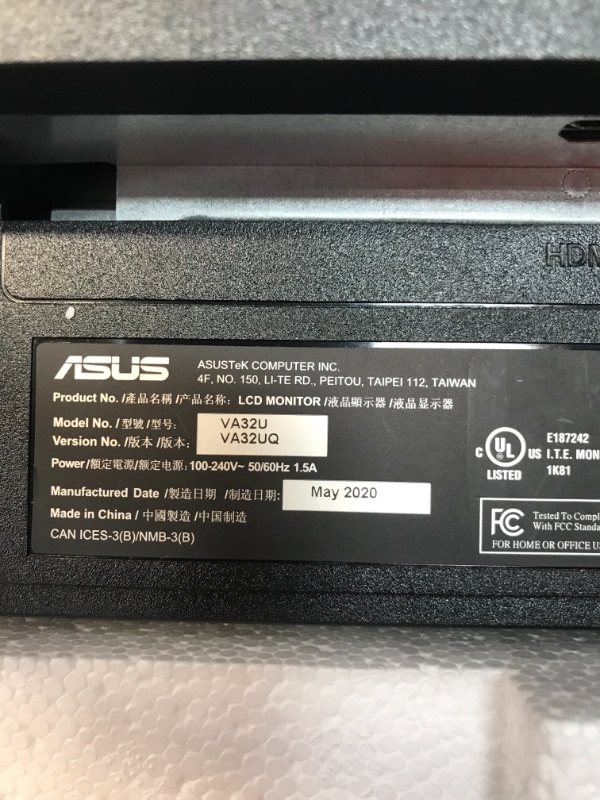 Photo 5 of Asus VA32UQ 31.5” HDR Monitor 4K (3840 X 2160) FreeSync Eye Care DisplayPort HDMI HDR10,Black