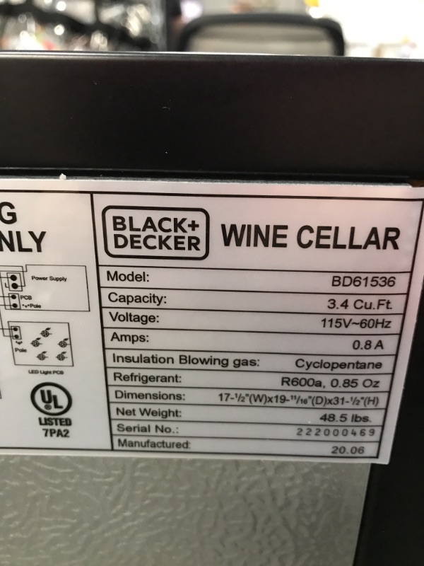 Photo 9 of PARTS ONLY
BLACK+DECKER BD61536 Wine Cellar (26 Bottles) 