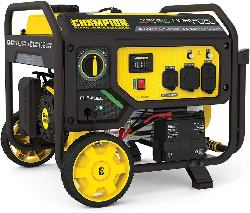 Photo 1 of Champion Power Equipment 201052 4750/3800-Watt Dual Fuel Portable Generator with Electric Start, Wheel Kit