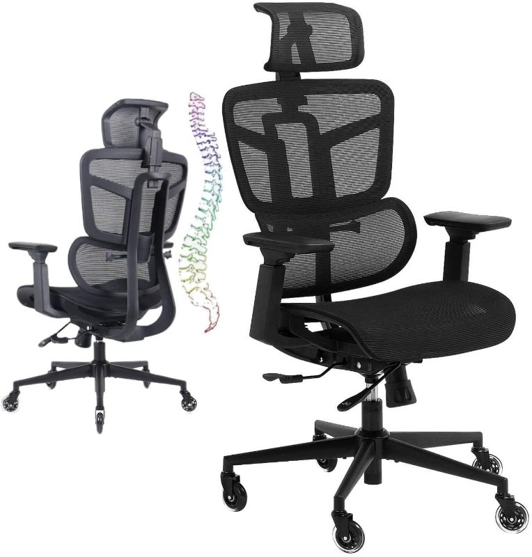 Photo 1 of Ergonomic Office Chair, High Back Mesh Desk Chair Big Computer Chair with 4D Armrests Adjustable Lumbar Support Headrest Swivel Executive Rolling Task Chair for Conference Home Office Adults