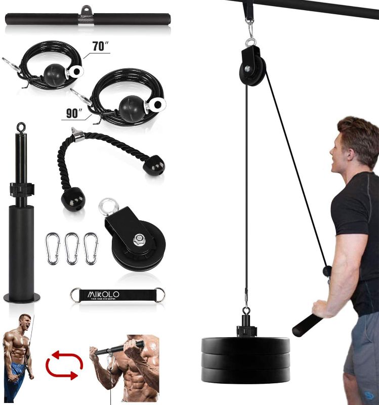 Photo 1 of  Fitness LAT and Lift Pulley System, Dual Cable Machine(70'' and 90'') with Upgraded Loading Pin for Triceps Pull Down, Biceps Curl, Back, Forearm,...