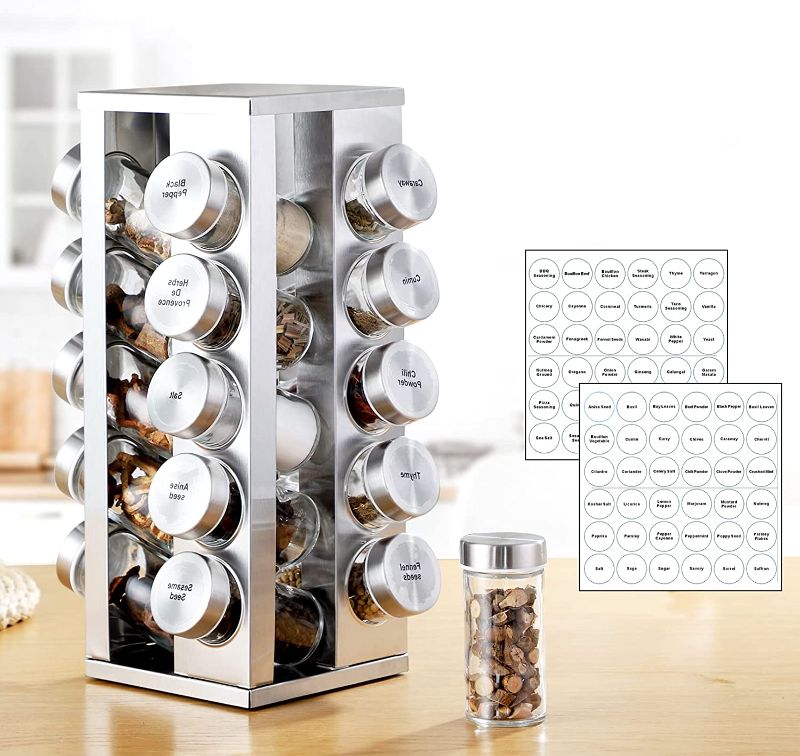 Photo 3 of 
Spinning Spice Rack,20 Jar Spice Rack Organizer for Cabinet,Stainless Steel Kitchen Seasoning Organizer with Empty Jars and Lables for Countertop,...
Style:Square