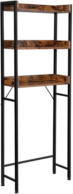 Photo 1 of  4-Tier Over-The-Toilet Rack, Tall Bathroom Storage Shelf, Space-Saving, Industrial Style, Rustic Brown and Black 
