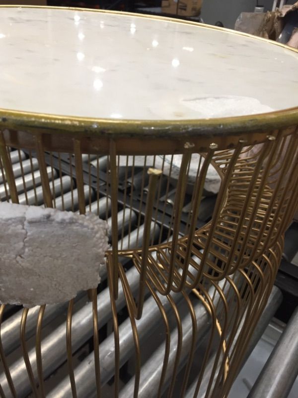 Photo 3 of **ONLY 1*** Signature Design by Ashley Vernway Set of 2 Accent Table with Marble Top, 18" and 16", Gold Finish
