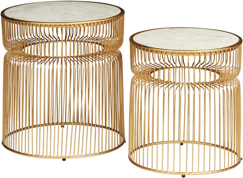 Photo 1 of **ONLY 1*** Signature Design by Ashley Vernway Set of 2 Accent Table with Marble Top, 18" and 16", Gold Finish
