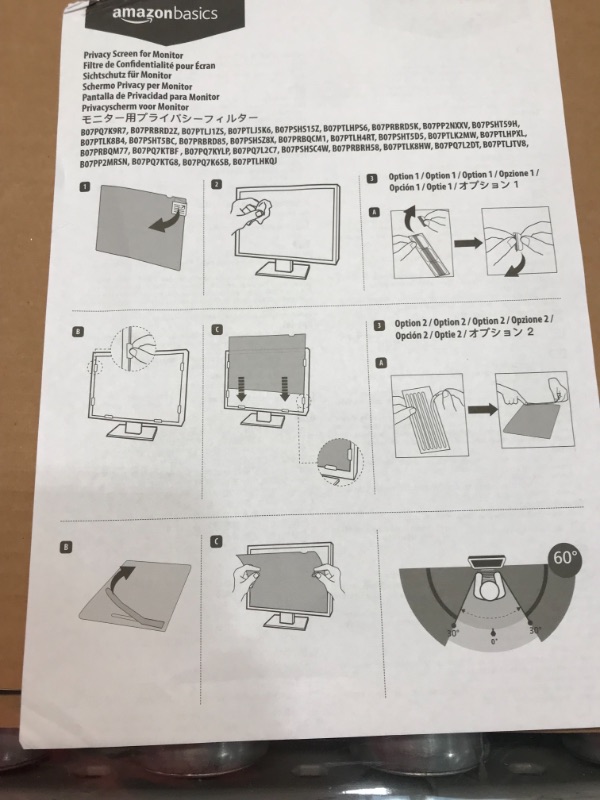 Photo 3 of Amazon Basics Privacy Screen Filter - 22 Inch 16:9 Widescreen Monitor, Anti Glare & Blue Light Filter (22 inch (16:9), 18.76" x 10.56")
