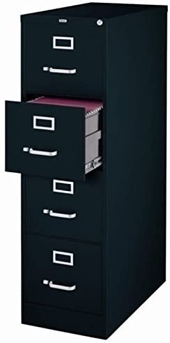 Photo 1 of Scranton & Co 4 Drawer 26" Deep Letter File Cabinet in Black, Fully Assembled
