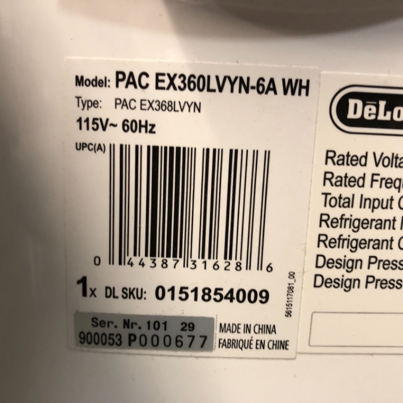 Photo 4 of De'Longhi 12000 BTU Portable Air Conditioner, Dehumidifier & Fan + Cool Surround Remote w/Built-in Temperature Control Sensor & Quiet Mode, 500 sq ft, Large Room, Pinguino 6800 BTU (DOE), White
