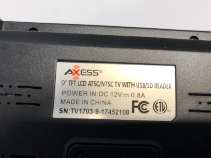 Photo 4 of Axess Portable TV 9" Battery Powered Widescreen LCD Small TV TV1703-9 with ATSC Digital Tuner 2 Antennas, USB/SD Card & Headphone Inputs, AV Inputs & Full Func. Remote. Mini TV for Car, RV, Outdoor
