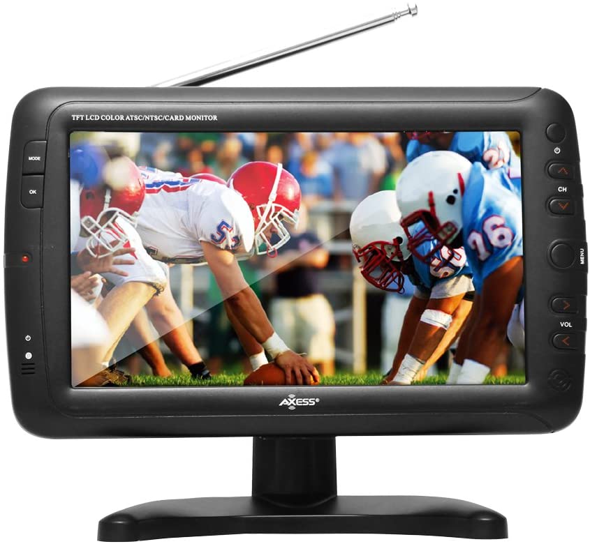 Photo 1 of Axess Portable TV 9" Battery Powered Widescreen LCD Small TV TV1703-9 with ATSC Digital Tuner 2 Antennas, USB/SD Card & Headphone Inputs, AV Inputs & Full Func. Remote. Mini TV for Car, RV, Outdoor
