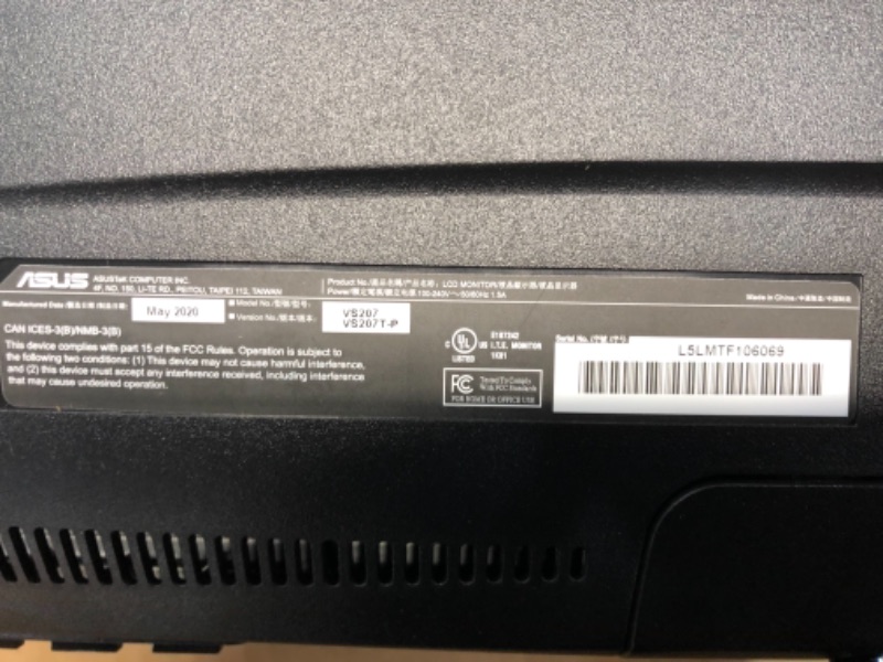 Photo 1 of Asus VS207T-P 19.5" HD+ LED LCD Monitor, 16:9, Black
