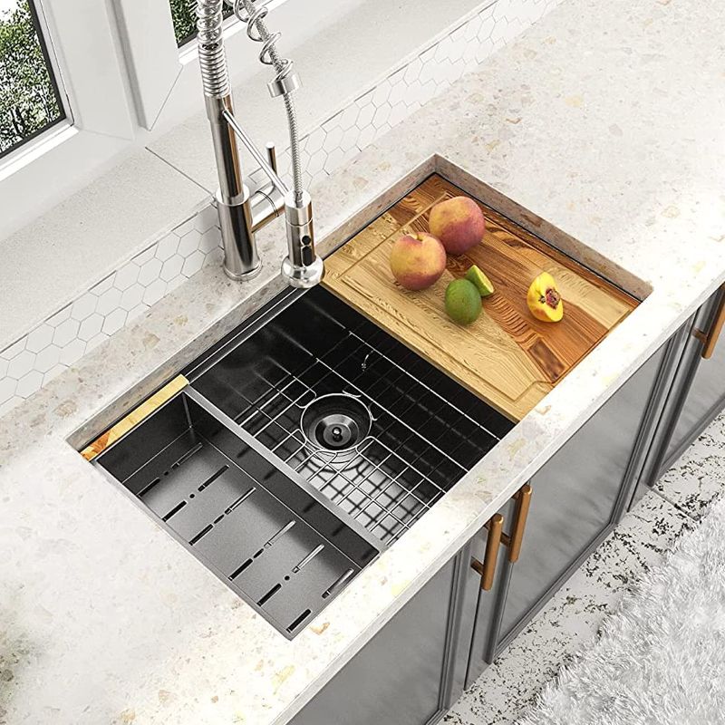 Photo 1 of 33 Black Undermount Kitchen Sink - Couoko 33 Inch Sink With Ledge Track 18 Gauge 33x19x9 Stainless Single Bowl Sinks Deep Basin