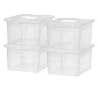 Photo 1 of 4 Pack FB-21EE Letter and Legal Size File Box, Medium, Clear, 4 Pack