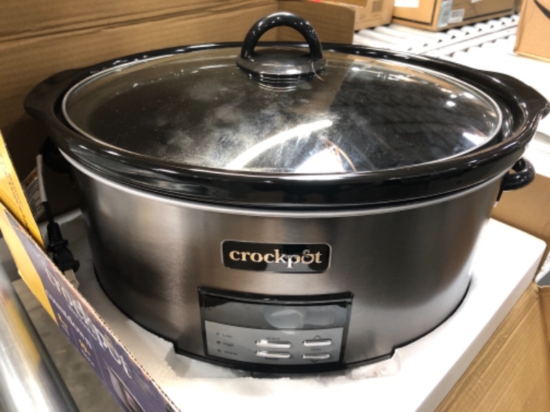 Photo 2 of Crock Pot Slow Cooker|8 Quart Programmable Slow Cooker with Digital Countdown Timer, Black Stainless Steel - SCCPVFC800-DS
