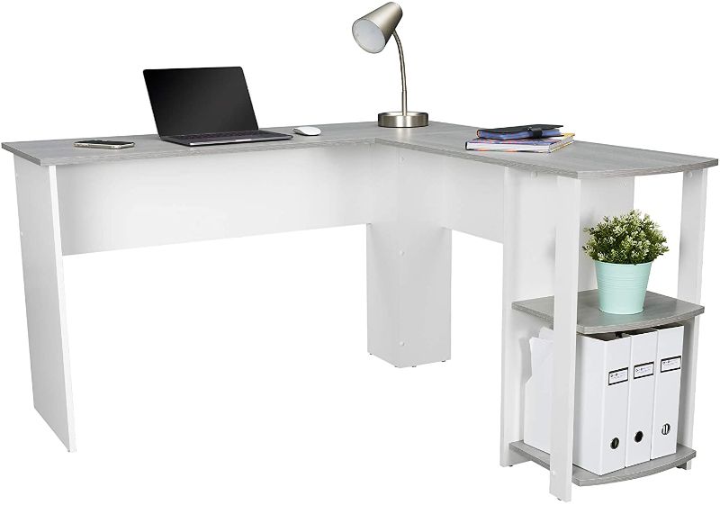 Photo 1 of Techni Mobili Modern Side Shelves L-Shaped Computer Desk, Grey
(Incomplete - Box 1 of 2 Only)