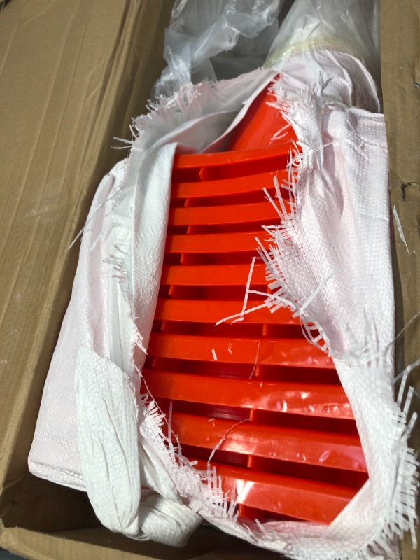 Photo 3 of [ 10 Pack ] 28" Traffic Cones Plastic Road Cone PVC Safety Road Parking Cones Weighted Hazard Cones Construction Cones for Traffic Fluorescent Orange w/4" w/6" Reflective Strips Collar (10)
//previously opened 