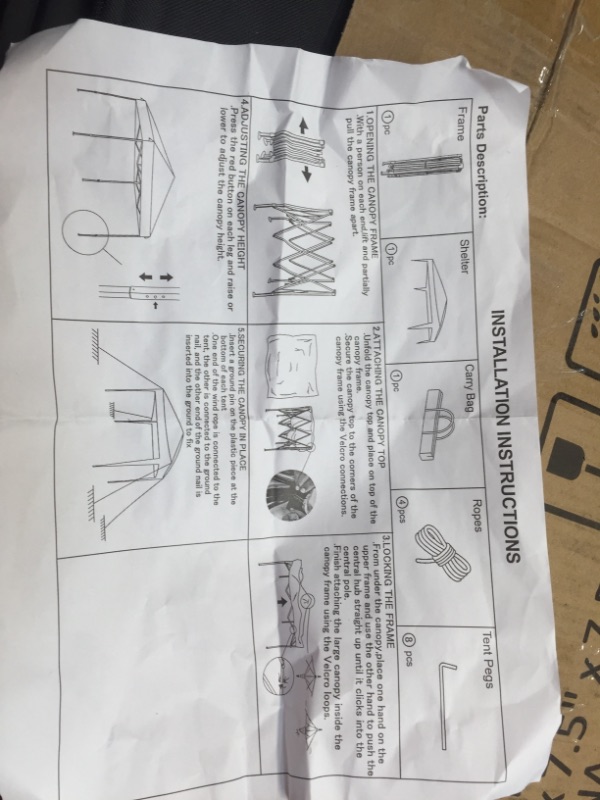 Photo 1 of LEYOUJIA Pop-up Canopy Tent with Carrying Bag,Easy One Person Setup Instant Outdoor Canopy Folding Shelter,10' x 10' Base 8' x 8' Top,Blue
//tent is ripped shown in pictures