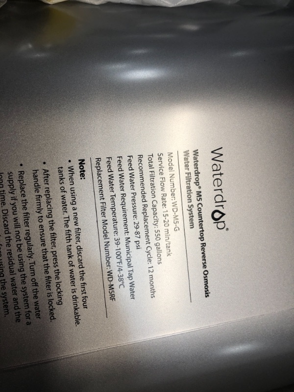 Photo 3 of 
Waterdrop Countertop Reverse Osmosis Water Filtration System with Water Pitcher, 5 Stage All-in-One RO Water Filter, TDS Reduction, No Electricity (Need Installation)
