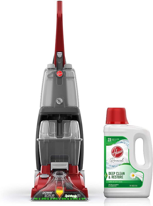 Photo 1 of Hoover Power Scrub Deluxe Carpet Cleaner Machine with Renewal Carpet Cleaning Solution (64oz), FH50150, AH30924
