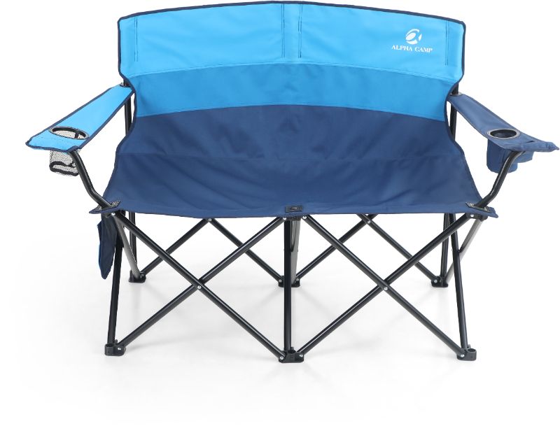 Photo 1 of ALPHA CAMP Oversized Portable Camping Chair with Cup Holder Heavy Duty Support Loveseat 450 LBS