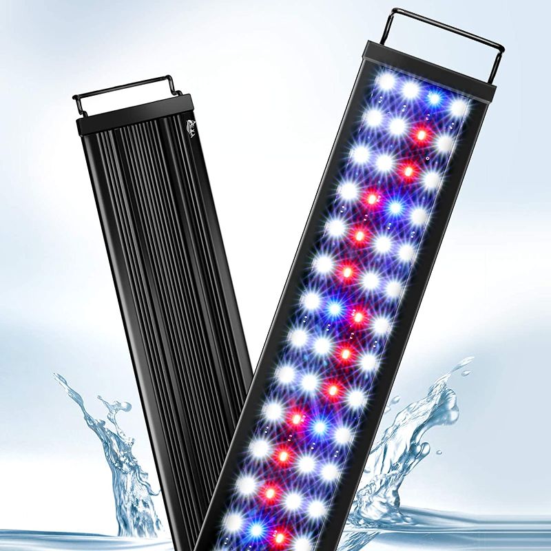 Photo 1 of AQQA Aquarium Lights,Fish Tank LED Light with Extendable Brackets,Waterproof Full Spectrum Blue Red White LEDs with External Timer Controller for Freshwater Planted 40W (36"-46")
