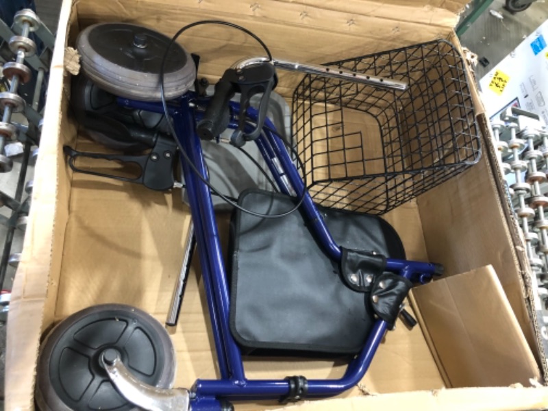 Photo 3 of  Folding Rollator Walker with Swiveling Front Wheels, 3 Wheel, Aluminum Light-Weight, Detachable Storage Tray, Royal Blue

