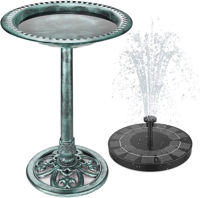 Photo 1 of AISITIN 2.5W Solar Fountain with Birdbath, Solar Water Fountains with 3000mAh Battery 6 Nozzles, Used in Gardens, Ponds, Swimming Pools and Other Places Pool and Pond
