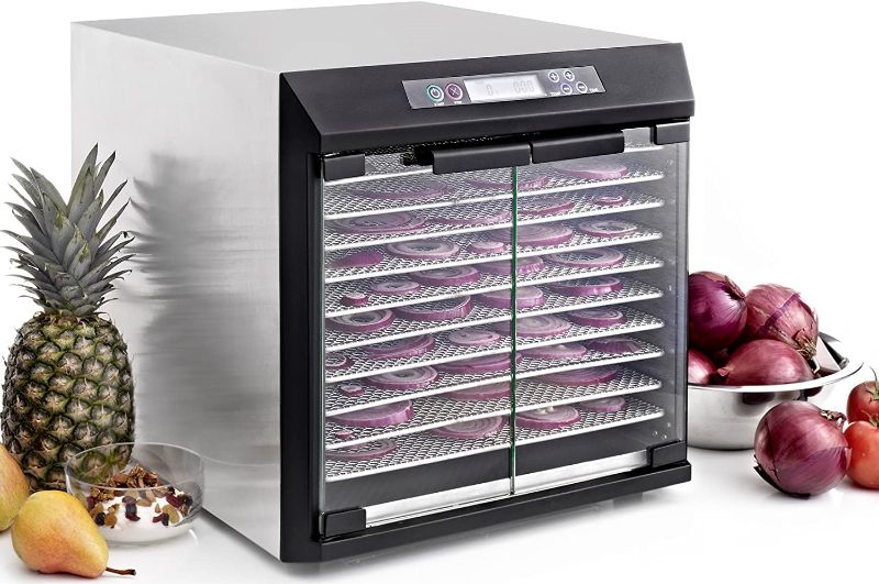 Photo 1 of Excalibur EXC10EL Electric Food Dehydrator NSF Approved with Digital Controller Features 99-Hour Timer with Adjustable Time and Temperature Auto Shut Off, 10-Tray, Silver

//MINOR DAMAGE TO ONE METAL TRAY 
