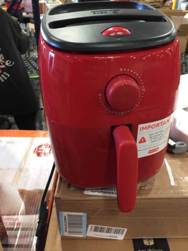 Photo 1 of Dash Tasti-Crisp Electric Air Fryer + Oven Cooker with Temperature Control, Non-stick Fry Basket, Recipe Guide + Auto Shut Off Feature, 1000-Watt, 2.6 Quart - Red