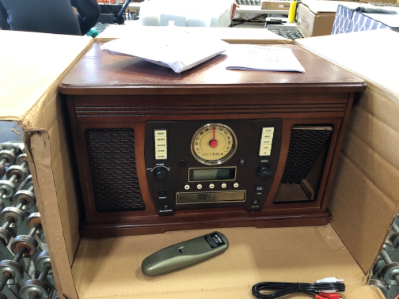 Photo 2 of Victrola VTA-750B Aviator Wooden 7-in-1 Nostalgic Record Player with Bluetooth and Digital CD Encoding