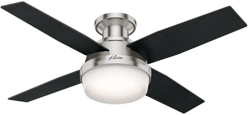 Photo 1 of Hunter Dempsey Indoor Low Profile Ceiling Fan with LED Light and Remote Control, 44", Brushed Nickel