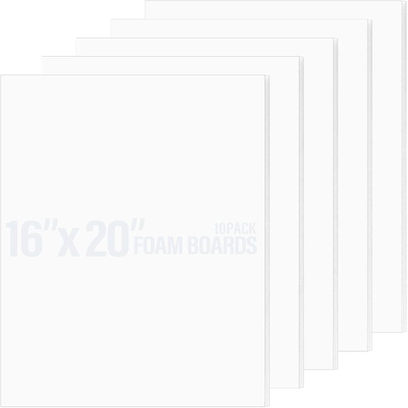 Photo 1 of Golden State Art, Pack of 10, 1/8" Thick, 16x20 White Foam Boards(16x20, White)
